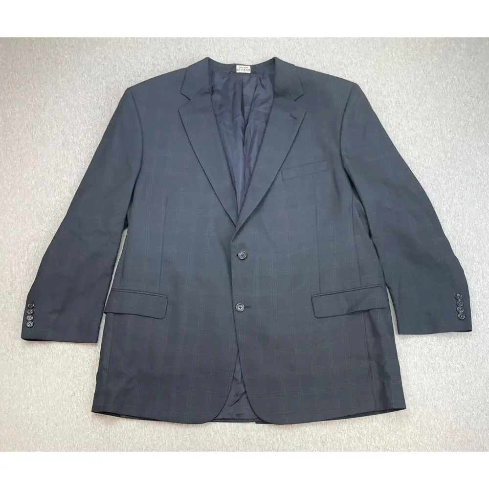 Jos A Bank Suit Mens 50L Plaid 100% Wool Single Breasted Pants 44 x 30 - 2 Piece